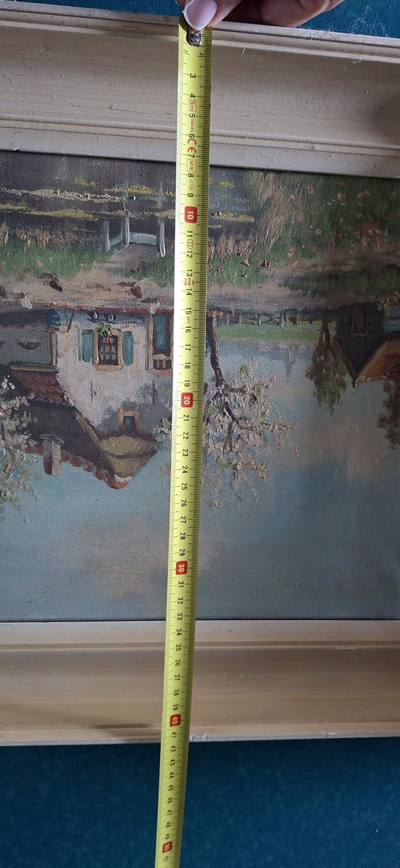 Farm landscape painting, H. Timmermans, Art, Wood, Canvas, Beige (photo 5 of 5)