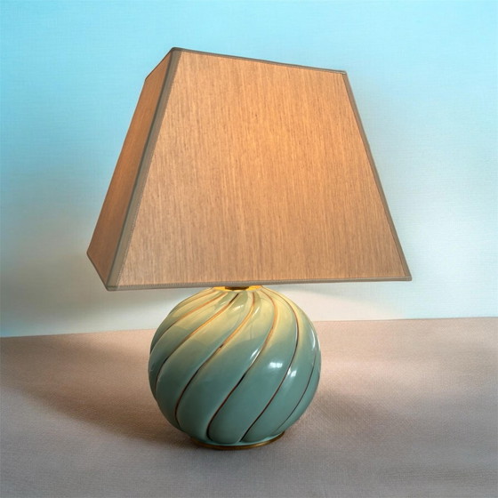 Lampe en céramique vintage avec bel abat-jour chaud, Tomasso barbi, Métal, Beige (photo 5 sur 6)