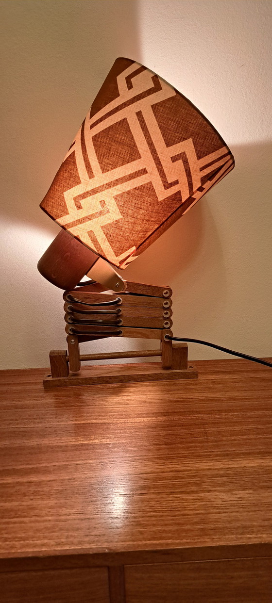 Image 1 of Temde 1970s Scissor Lamp – Vintage Mid Century Wooden Wall/Table Lamp