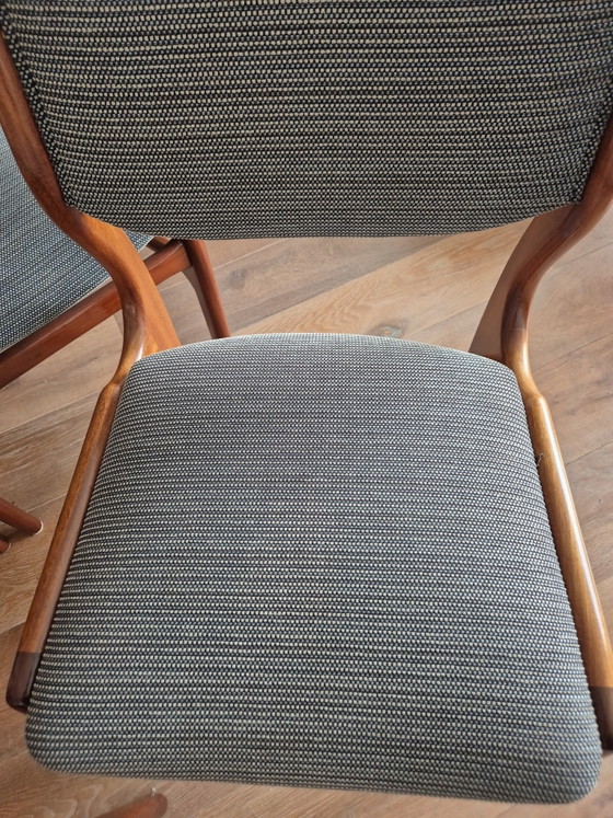Sedie da pranzo vintage design danese – Set di 4 – Teak – Anni '60/'70 – Textile, Wood (photo 3 of 7)