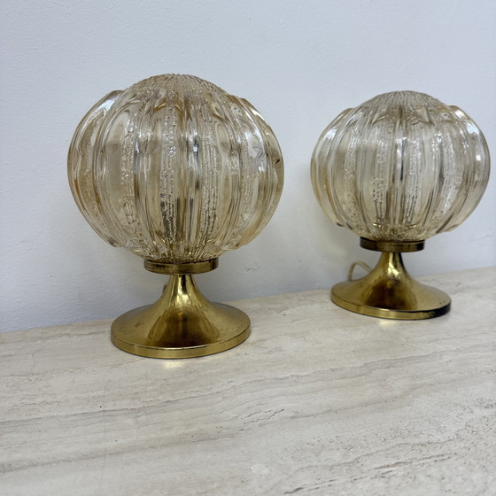Image 1 of Mid Century Set van 2 Wortmann & Filz glazen tafellampen, 1970