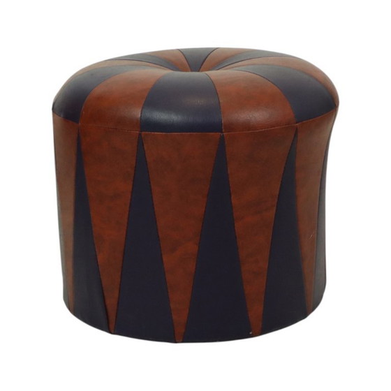 Image 1 of Round Vintage Pouf Purple Bordeaux