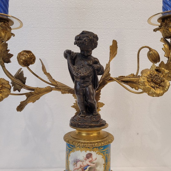 Image 1 of Candelabro / Lampada, ormolú e porcellana, Victor Paillard, Napoleone III, 1870 - Francia