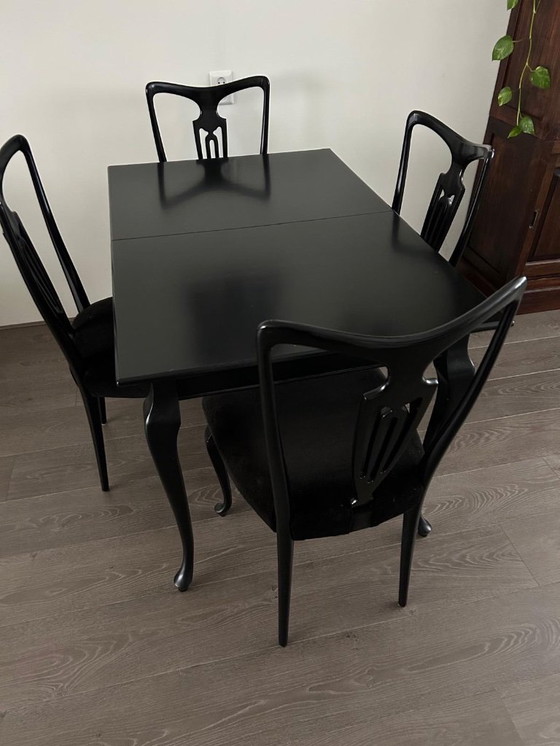 Image 1 of Set da pranzo Queen Ann, tavolo da pranzo estensibile con 4 sedie