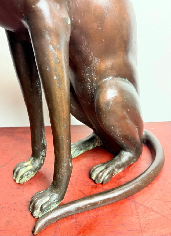 Image 1 of A. Tiot, Lifesize Bronze Egyptian Cat Sculpture, 62 cm, France, 1970s
