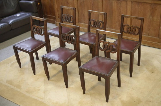 Ensemble de 6 chaises en chêne des années 1950. – Chaises de salle à manger, Vintage (photo 4 of 12)