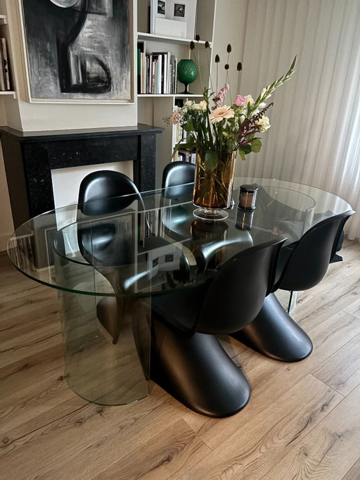 Table design vintage | Fiam italien des années 1980 | Style italien moderne