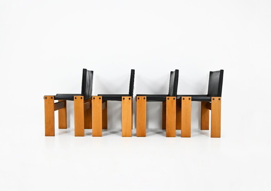 Image 1 of Chaises de salle à manger Monk par Afra & Tobia Scarpa pour Molteni, 1970, ensemble de 4