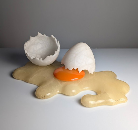 Marco Ricciardi Broken Egg Alabaster Table Lamp Sculpture, Italy, 1980s – Metal, Plastic (photo 5 of 21)