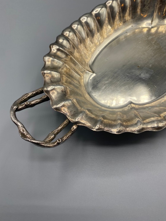 Art Nouveau verzilverde tafelmand met takken als handvatten – Decoratieve objecten (photo 3 of 6)