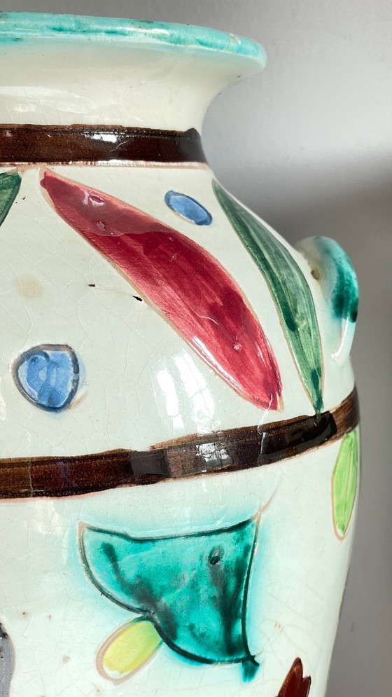 Image 1 of Italian Majolica Vases with Dragon Motif