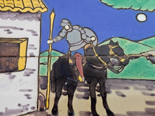 Don Quixote - design Manuel Ramos Rejano - Spaanse tegeltableau - Spanje - 1e kwart 20e eeuw 