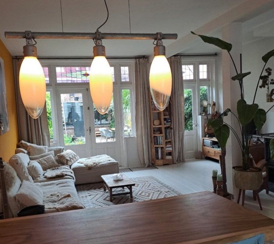 Image 1 of Rob Nollet design lamp - industrial with white glass shades