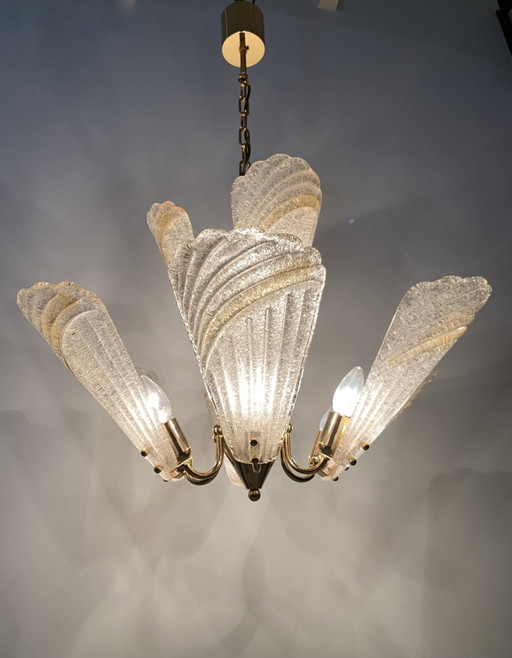 Grande lampadario in vetro di Murano italiano, design Hollywood Regency - anni '70