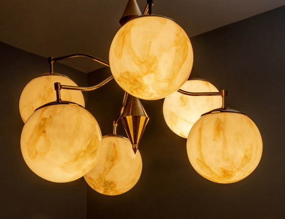 Image 1 of Vintage Marbled Glass Chandelier, 1960s–1980s, Czechoslovakia