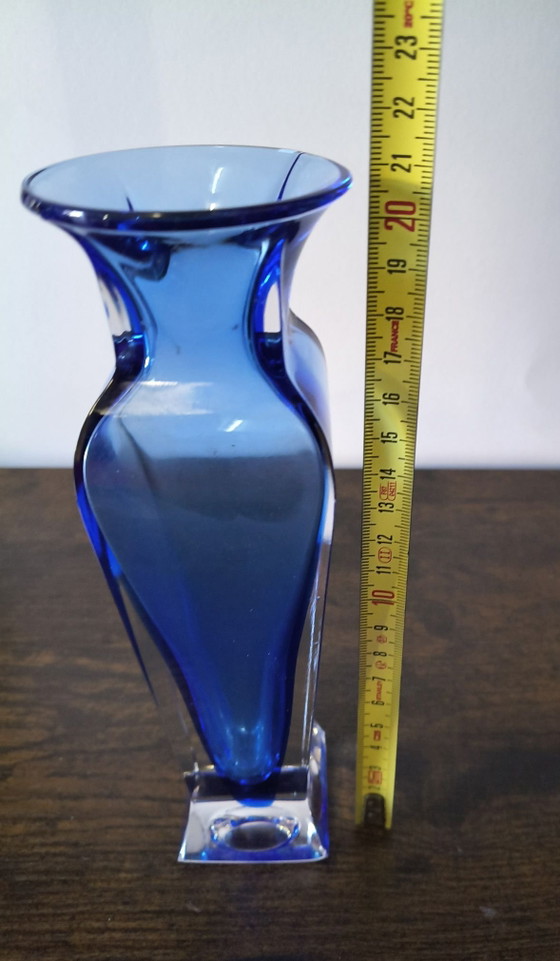 Vase en verre Murano Sommerso Flavio Poli, Bleu (photo 4 sur 8)