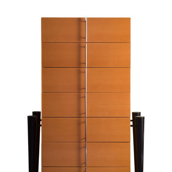 Cassettiera Semainier « Victoire » di Michel Boyer per Rouve, c.1988, Cassettiere, Legno, Metallo, Marrone (foto 6 di 8)