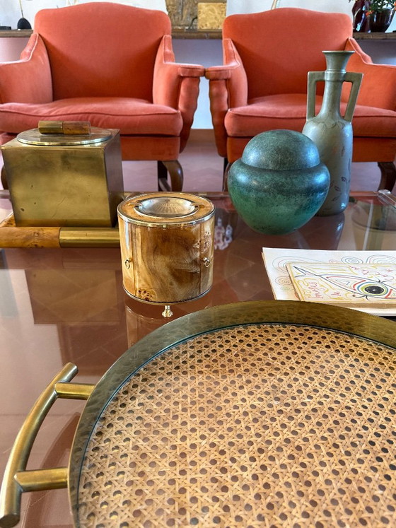 Rookset, wortelhout en messing, Tafelaccessoires, Metaal, Bruin, Vintage (foto 4 van 13)