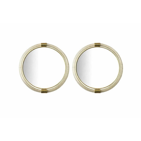 Image 1 of Coppia di specchi da parete in vetro di Murano "Torciglione" veneziano con dettagli in foglia d'oro