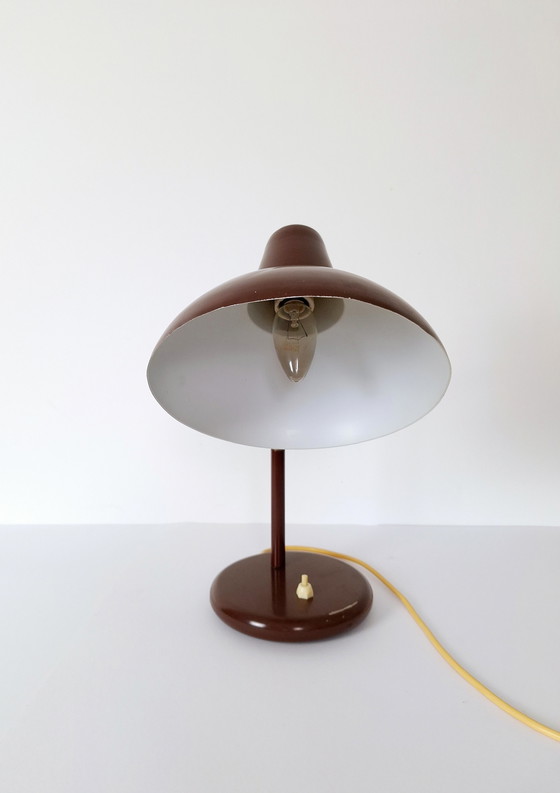 Image 1 of Vintage Gooseneck Table Lamp / Desk Lamp Brown / Industrial Metal Lamp / Retro Office Lamp