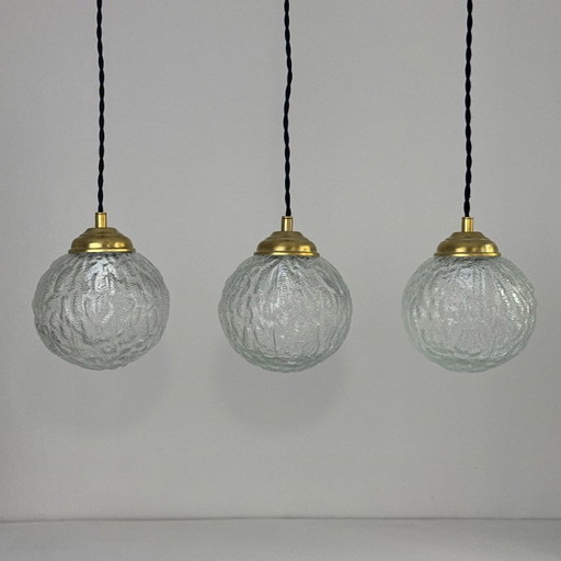 LOTTO DI 3 PENDENTI IN VETRO ROTONDI VINTAGE