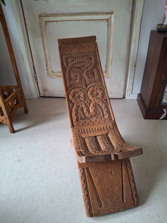 Sedia pieghevole vintage intagliata a mano – Sedie pieghevoli, Legno (photo 2 of 5)
