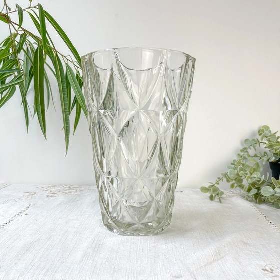 Vintage Geometric Pattern Glass Vase – Geometrisch (photo 2 of 9)