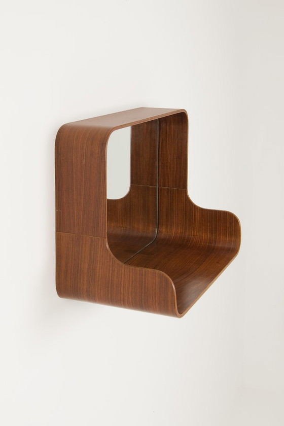 Image 1 of Mid-century wall mirror with shelf