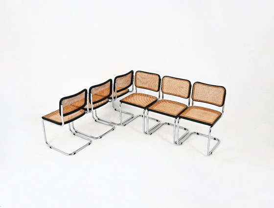 Image 1 of Eetkamerstoelen stijl B32 van Marcel Breuer, set van 6