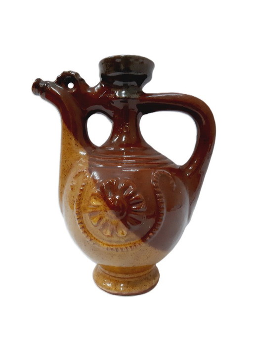 Vintage glazed ceramic pitcher 14 cm