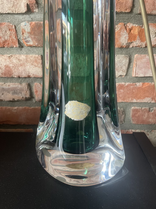 Val Saint Lambert 50 cm Kristalllampe in Smaragdgrün