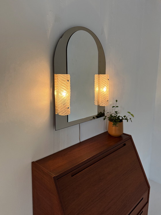 Image 1 of Vintage 2-tone mirror and Murano glass, Hillebrand '80