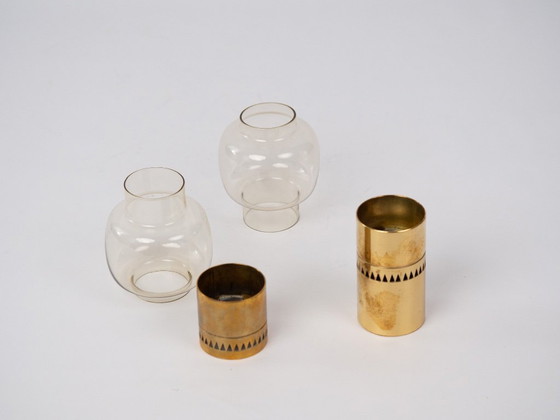 2 seltene Lotta-Kerzenständer von Hans-Agne Jakobsson, 1950er Jahre – Kerzenhalter, Glass, Brass (photo 7 of 7)