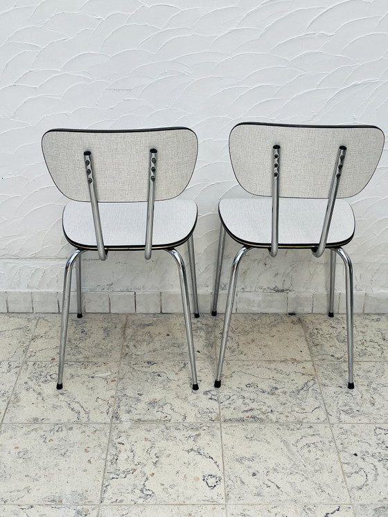 Image 1 of Lot de deux chaises vintage formica gris et chrome