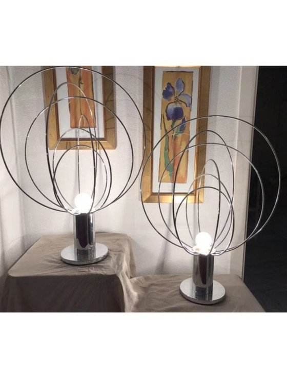 Fase Planeta/ Barnaba by Angelo Brota 1950s Spanish Lamps X 2 Original First Addition. – Table lamps, Metal (photo 5 of 5)