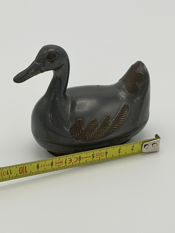 Image 1 of Set van 2 vintage tinnen eend doosjes – decoratief