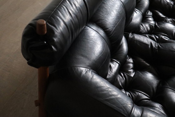 Image 1 of Percival Lafer MP-81 driezitsbank in zwart leer, Brazilië jaren 70