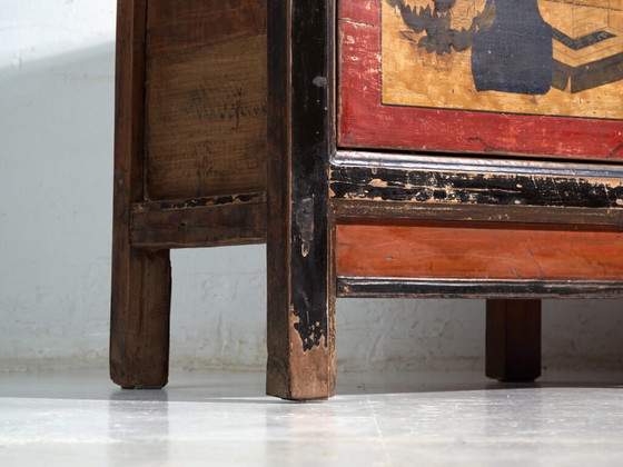 Credenza antica laccata con motivi di loto dipinti – Cina, circa 1920 – Credenze (photo 15 of 40)