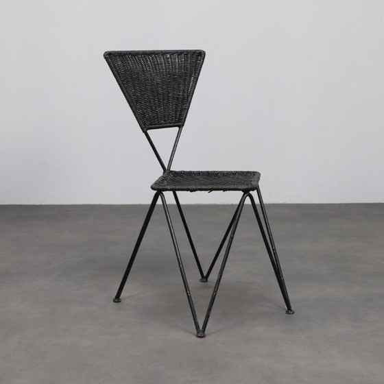 Image 1 of Seltenes Paar „Sonett“-Stühle aus Metall und Korbgeflecht von Karl Fostel Seniors, Erben, Österreich, 1950er Jahre