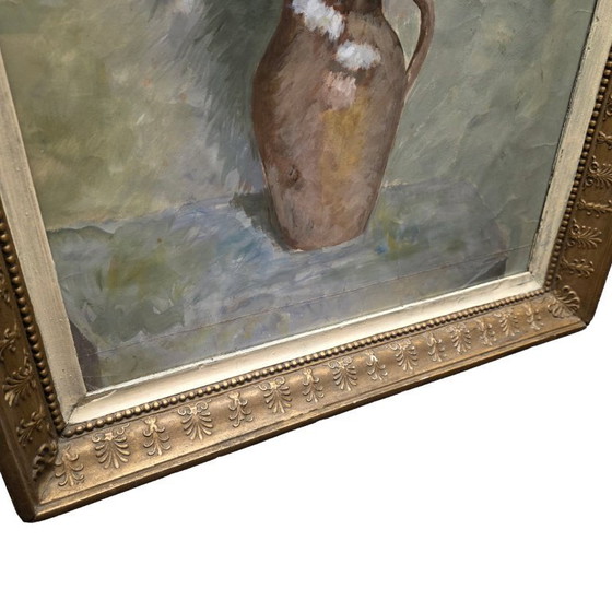 Image 1 of French oil and watercolor flower still life, 2nd half 19th century