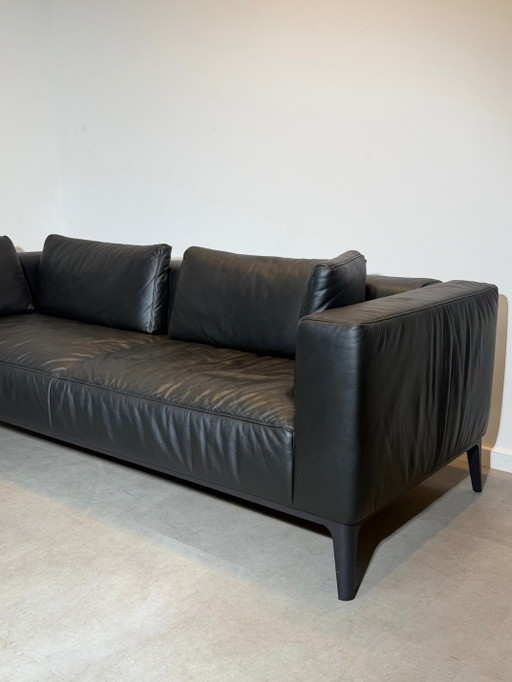 Canapé 3 places Indera en cuir noir – banken