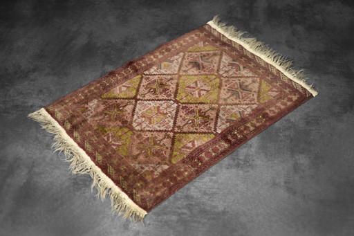 Vintage Hand-Woven Oriental Turkmen Ersari Rug, 1950s