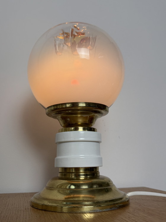 Vintage Mazzega Murano Glass Table Lamp 1970s Space Age / Mid-Century Modern, Iron, Gold (photo 2 of 15)