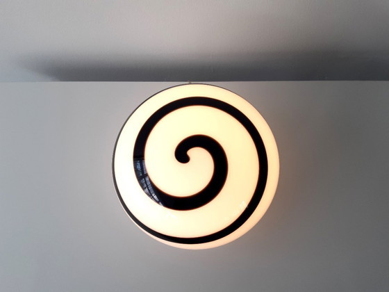 Image 1 of Gran lámpara de mesa/pie de cristal ILU di Vetro, modelo Zebra, cristal blanco y negro, diseño holandés de cristal italiano.