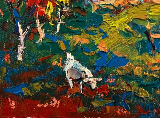 Original Oil Painting Rural Houses Landscape The Sun Over The Village – Paintings & Drawings, Canvas (photo 6 of 8)