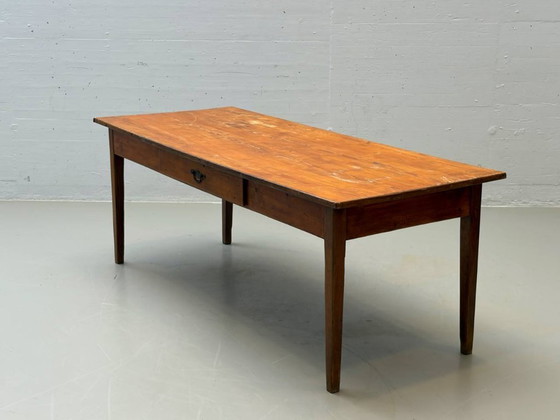 Image 1 of Farmhouse wooden table made of solid softwood, 1960s
