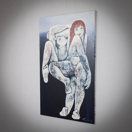 Image 1 of Tableau unique représentant un couple nu, par Francine Govers, Pays-Bas, 1991