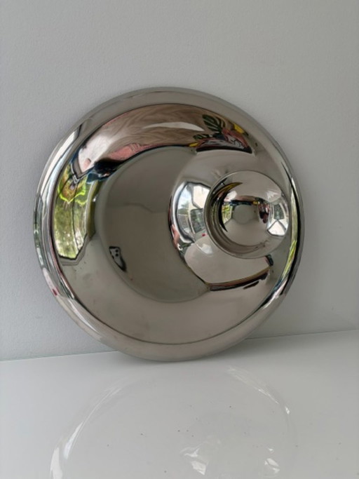 Sculpturale Hoogglans RVS Schaal – Space Age Design