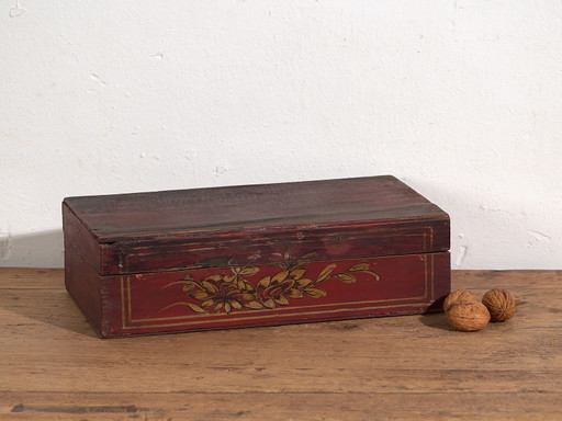 Scatola antica dipinta a mano con dettagli floreali (c.1900) #24 – decoratieve objecten