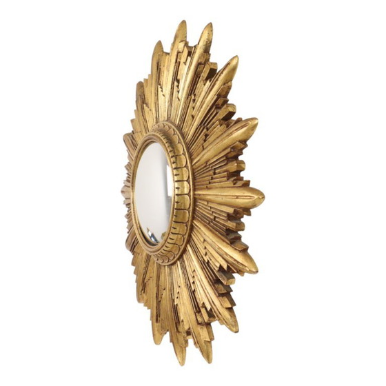 Bladgoud Zonnespiegel Sunburst Spiegel Hars 56cm – Plastic, Glass (photo 10 of 24)